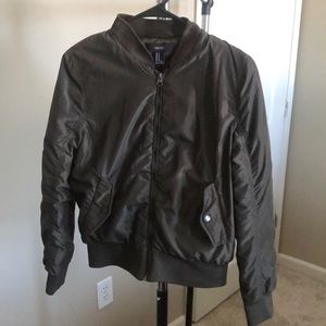 Cute dark olive bomber jacket